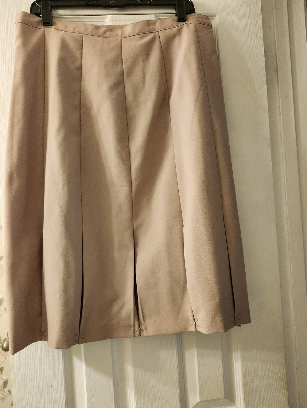 Classic Beige Pleated A-Line Skirt